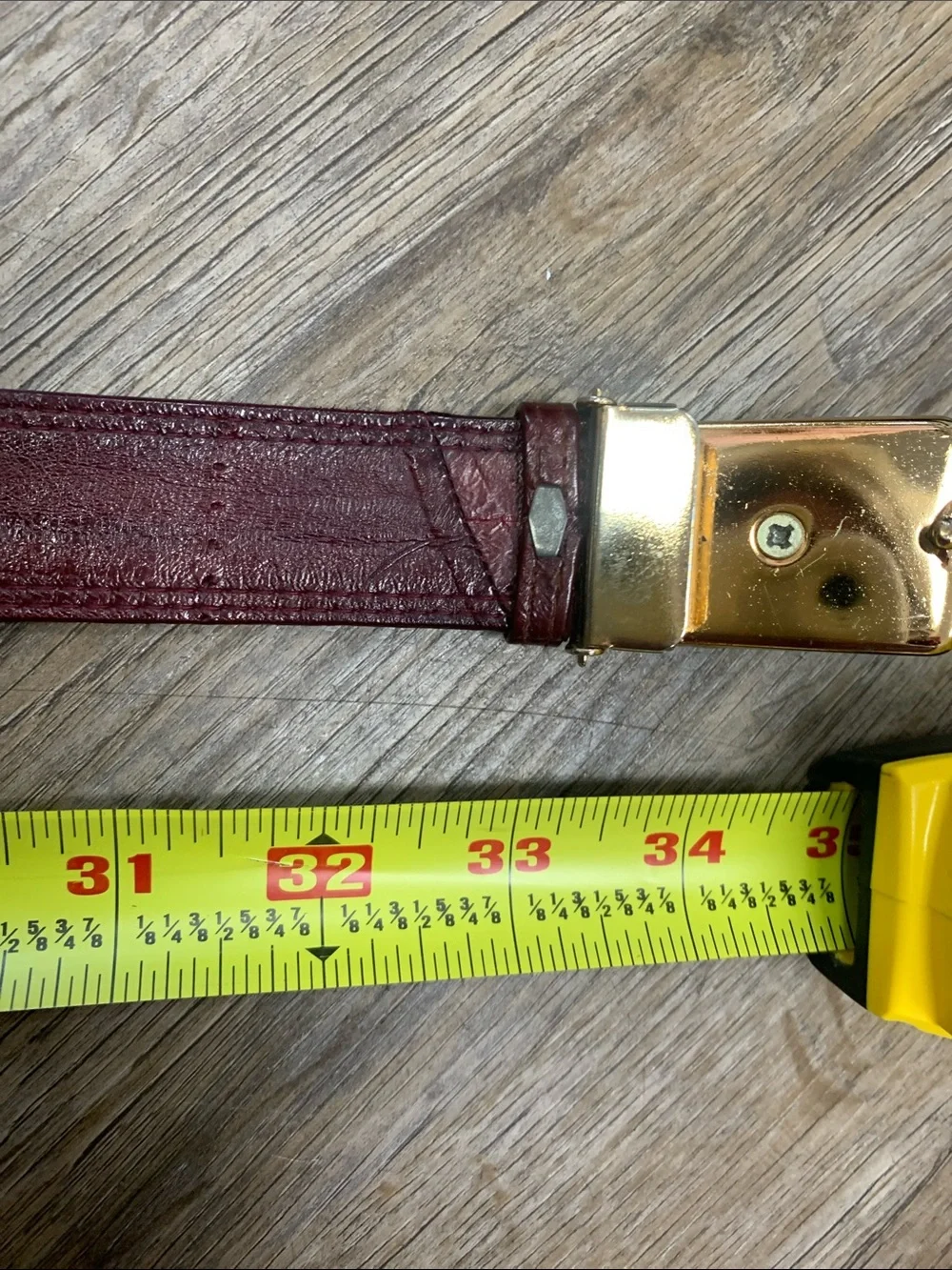 Men's Burgundy Leather Dress Belt with Gold Buckle